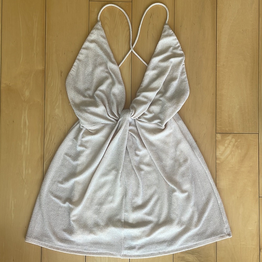 Reformation // Metallic Blush Sparkle Mini Dress